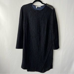 Derek Lam 10 Crosby Navy Blue Black Full Lace Long Sleeve Dress Size 12